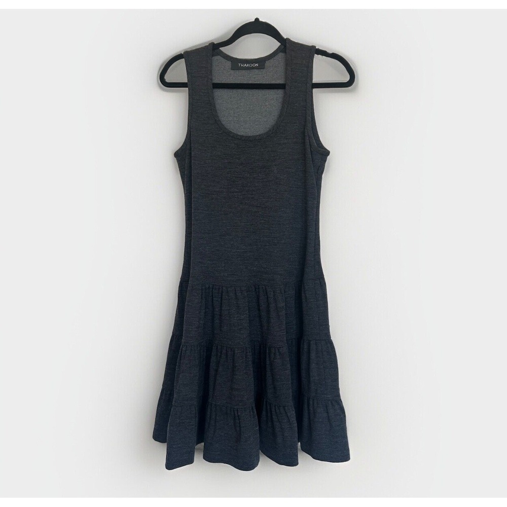 Thakoon Wool Tank Dress 6 Tiered Designer Luxury Preppy Minimalist Dropwaist